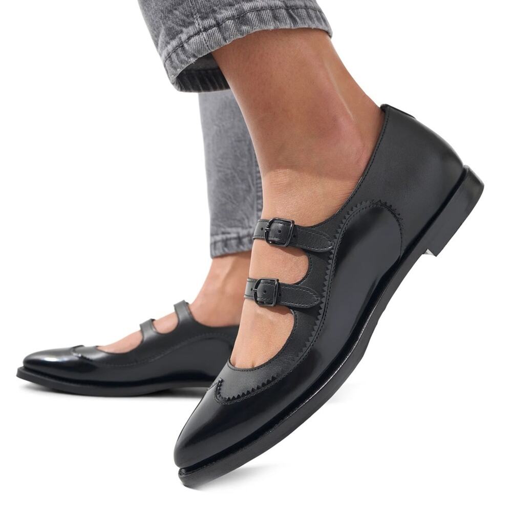 The Office of Angela Scott Miss Margo Black Mary Jane Flats NWOB Sz 38.5 - Picture 1 of 12
